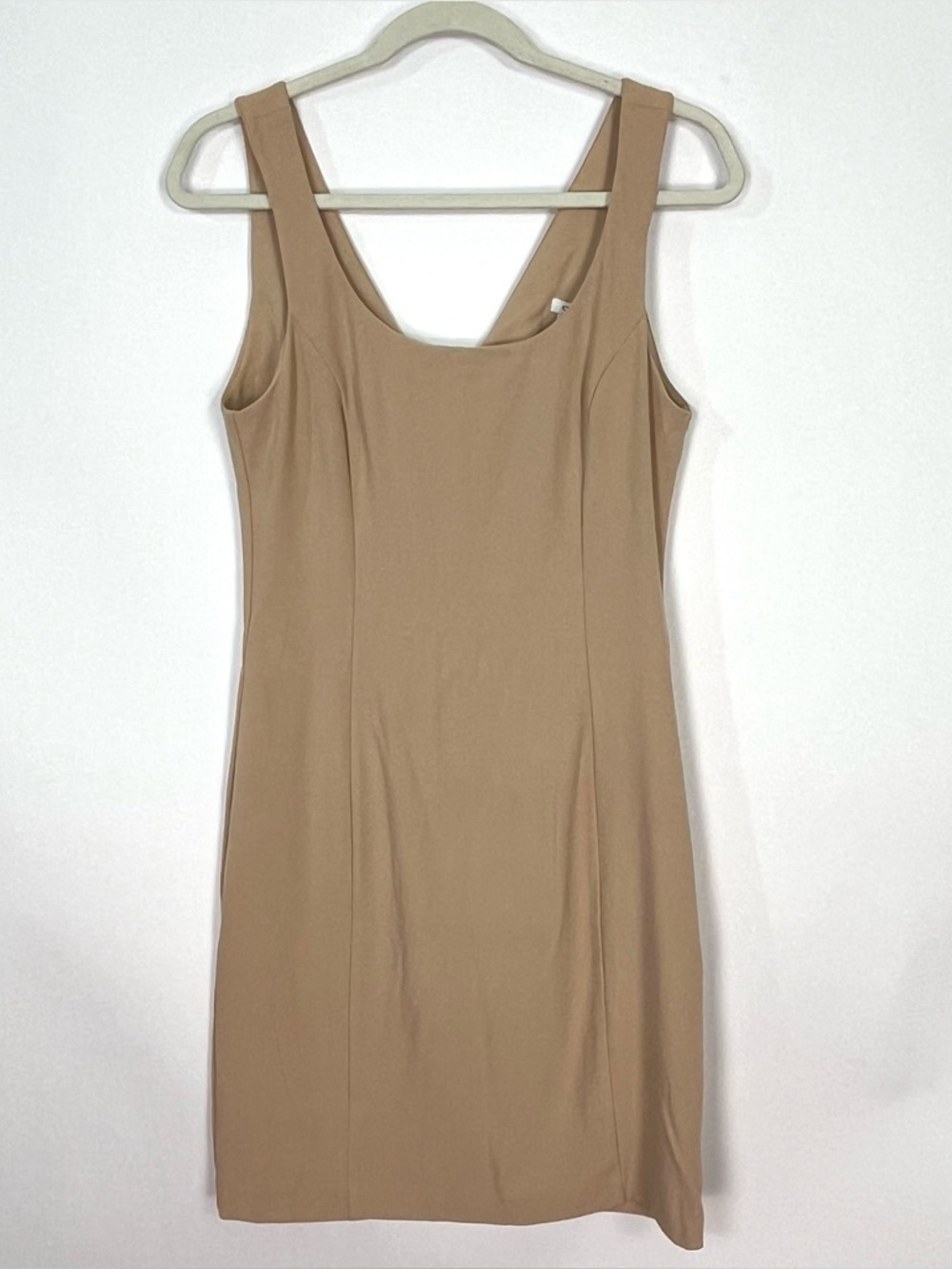 Castro Nude Tan Sleeveless Fitted Dress Sz 6 Fitted Back Center Zip